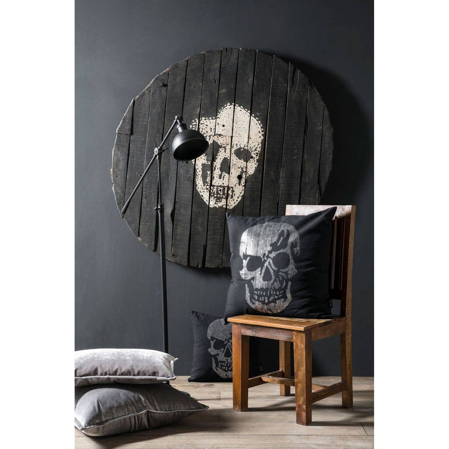 SKULL Rhinestone velvet cushion 65x65cm